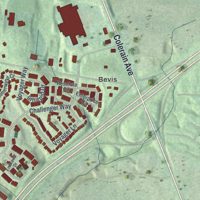 Second close-up of the map of Dry Ridge, Ohio print showing more streets and buildings