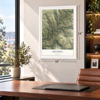 Drytown, California map, 18 x 24 inch print in a white frame in a home office
