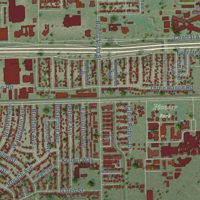 Second close-up of the map of Duarte, California print showing more streets and buildings