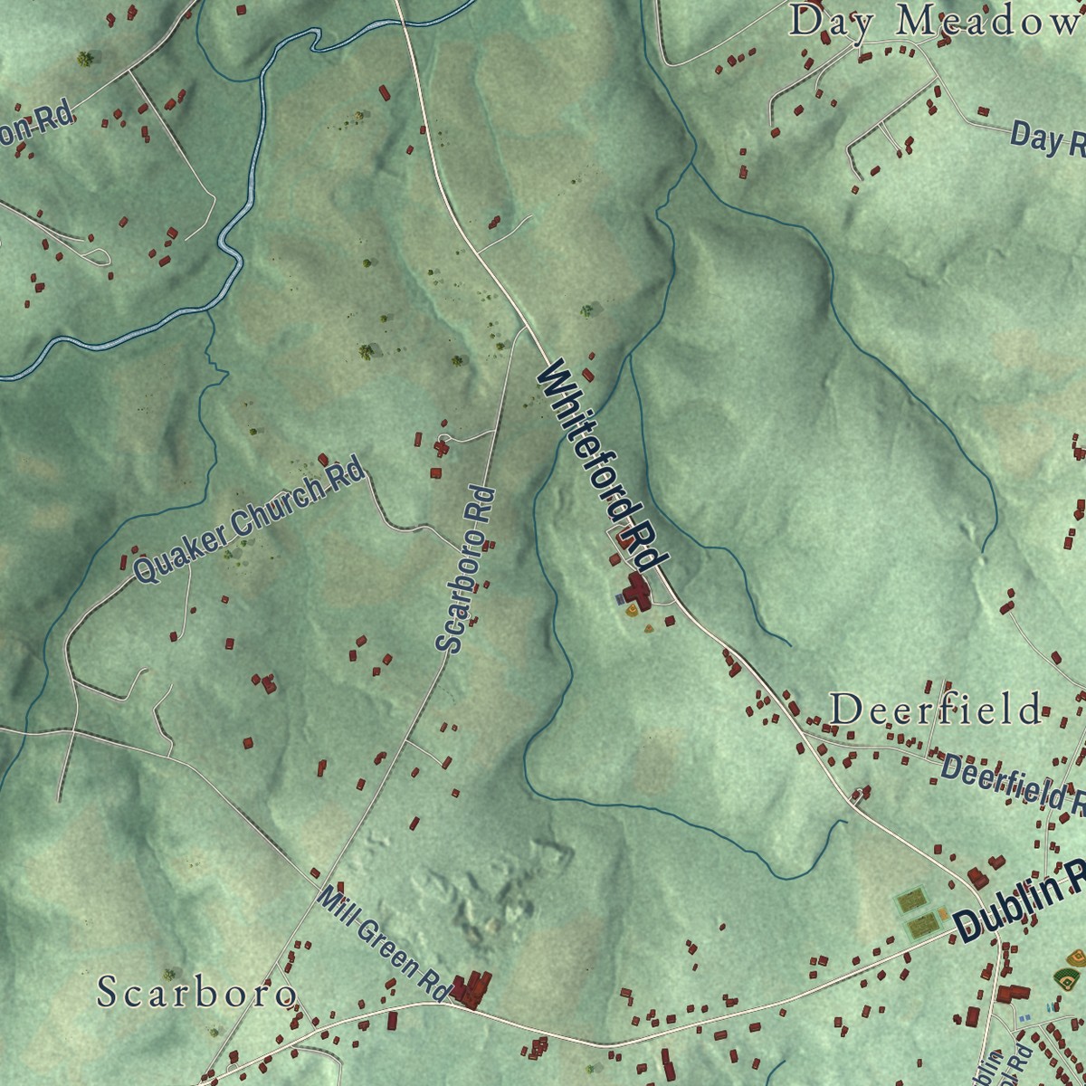 Second close-up of the map of Dublin, Maryland print showing more streets and buildings