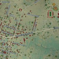 Second close-up of the map of Dublin, Texas print showing more streets and buildings