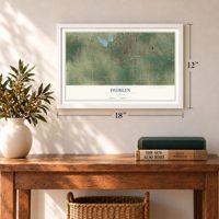Dublin, Texas map, 12 x 18 inch print in a white frame in an entryway