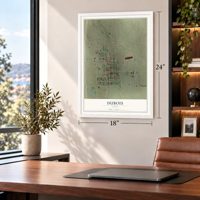 Dubois, Idaho map, 18 x 24 inch print in a white frame in a home office