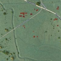 Second close-up of the map of Dubois, Indiana print showing more streets and buildings
