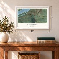 Duboistown, Pennsylvania map, 12 x 18 inch print in a white frame in an entryway