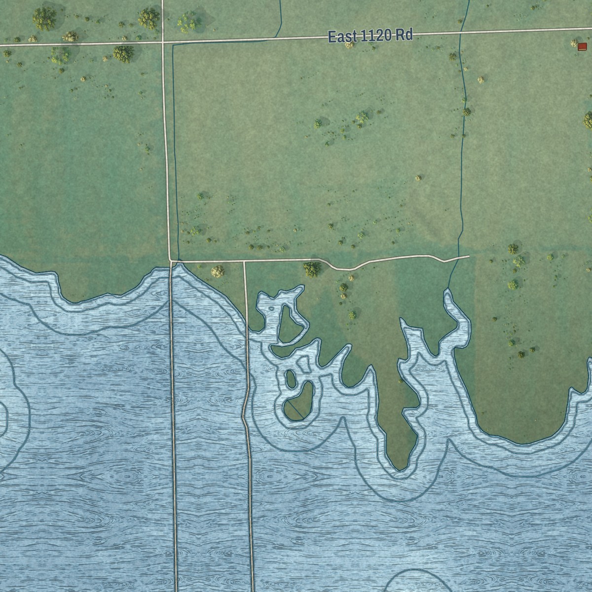 Second close-up of the map of Duchess Landing, Oklahoma print showing more streets and buildings