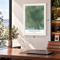 Duchess Landing, Oklahoma map, 18 x 24 inch print in a white frame in a home office