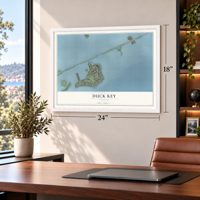 Duck Key, Florida map, 18 x 24 inch print in a white frame in a home office