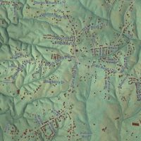 Second close-up of the map of Dudley Shoals, North Carolina print showing more streets and buildings