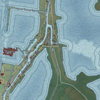 Second close-up of the map of Dulac, Louisiana print showing more streets and buildings