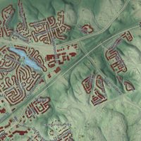 Second close-up of the map of Duluth, Georgia print showing more streets and buildings