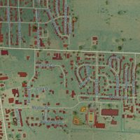Second close-up of the map of Dumas, Arkansas print showing more streets and buildings