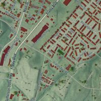Second close-up of the map of Dumfries, Virginia print showing more streets and buildings