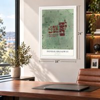 Dunbar-Broadway, Maryland map, 18 x 24 inch print in a white frame in a home office