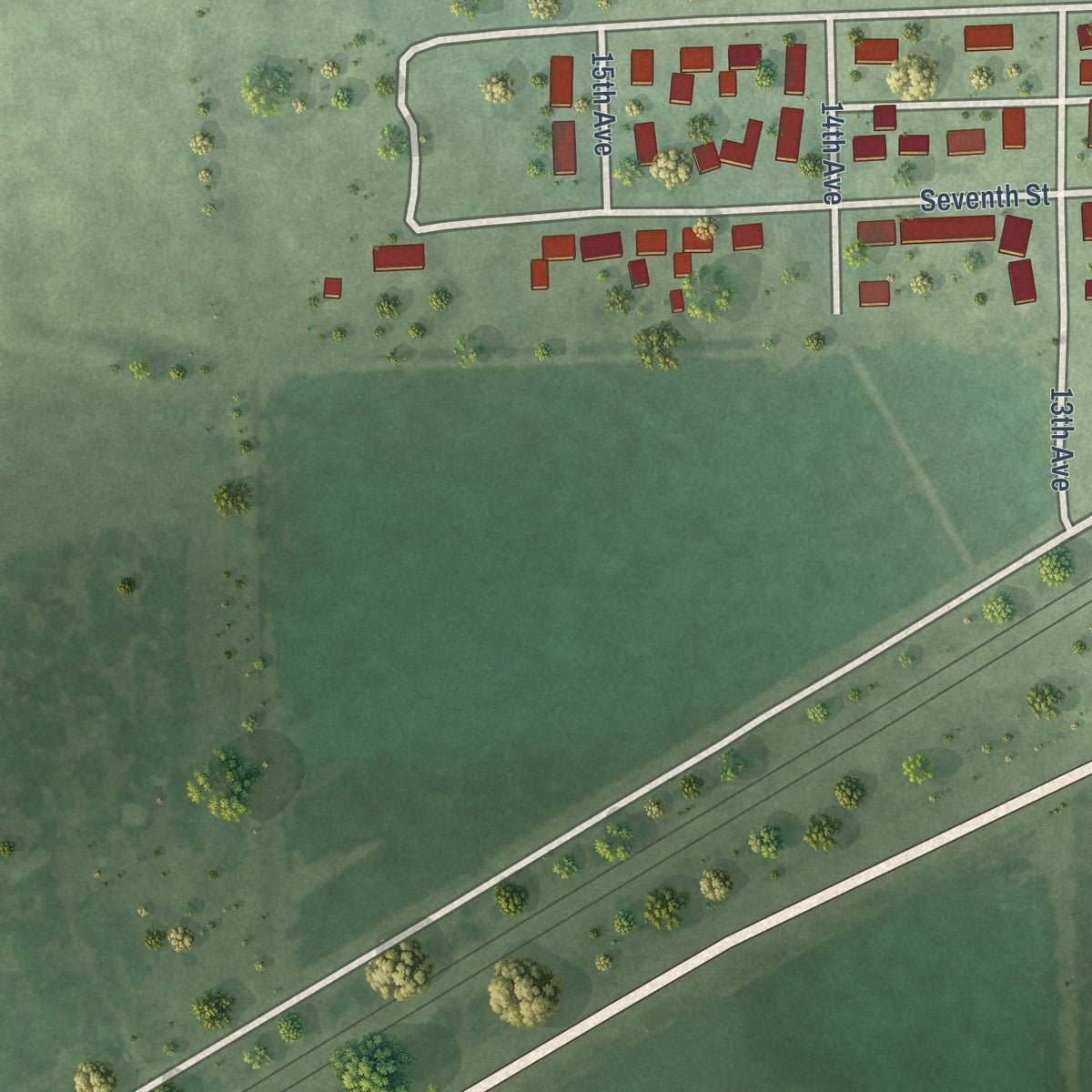 Second close-up of the map of Duncan, Nebraska print showing more streets and buildings