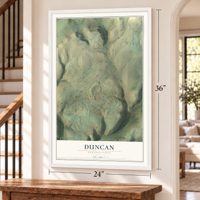 Duncan, Pennsylvania map, 24 x 36 inch print in a white frame by a staircase