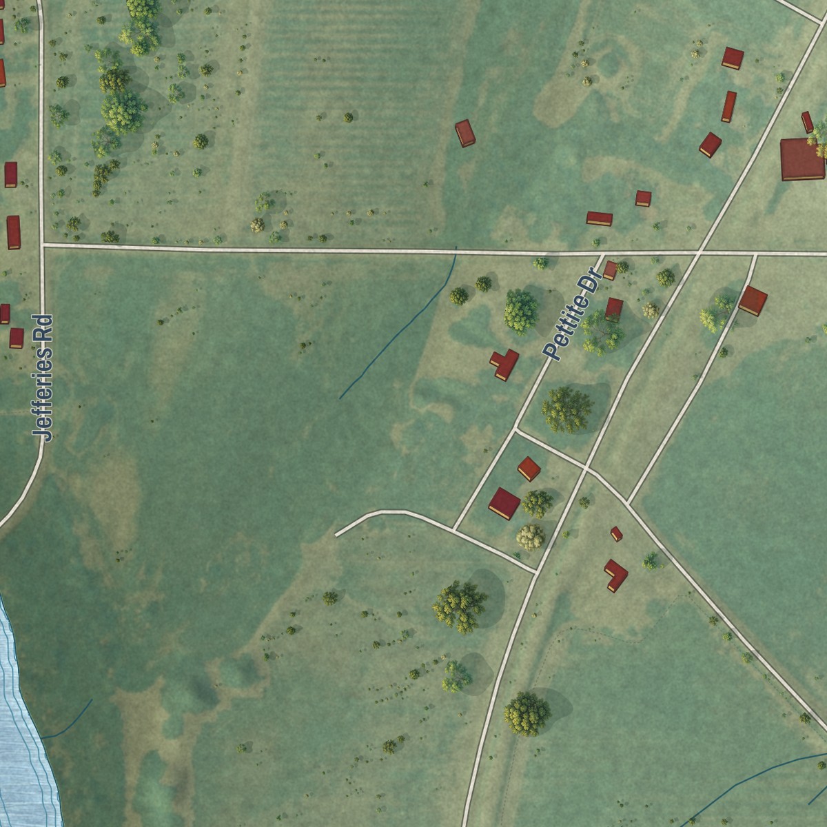 Second close-up of the map of Dundee, Mississippi print showing more streets and buildings