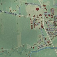 Second close-up of the map of Dundee, Monroe County, Michigan print showing more streets and buildings