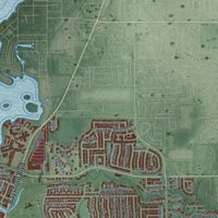 Second close-up of the map of Dunedin, Florida print showing more streets and buildings