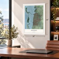 Dunedin, Florida map, 18 x 24 inch print in a white frame in a home office