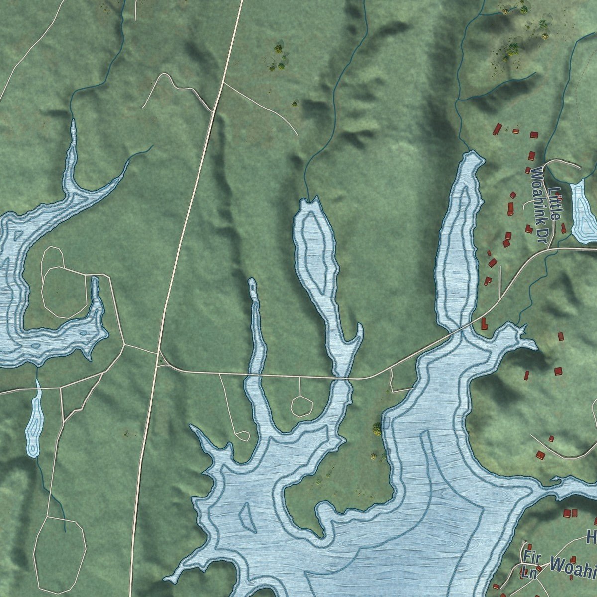 Second close-up of the map of Dunes City, Oregon print showing more streets and buildings