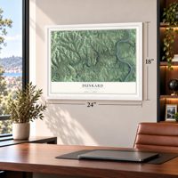Dunkard, Pennsylvania map, 18 x 24 inch print in a white frame in a home office