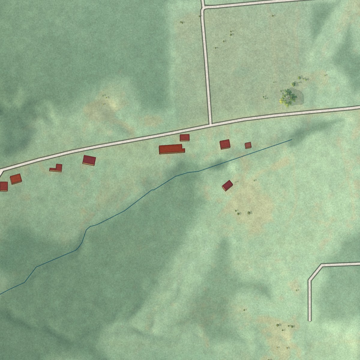 Second close-up of the map of Dunlo, Pennsylvania print showing more streets and buildings