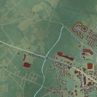 Second close-up of the map of Dunn, North Carolina print showing more streets and buildings