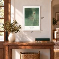 Dunnell, Minnesota map, 12 x 18 inch print in a white frame in an entryway