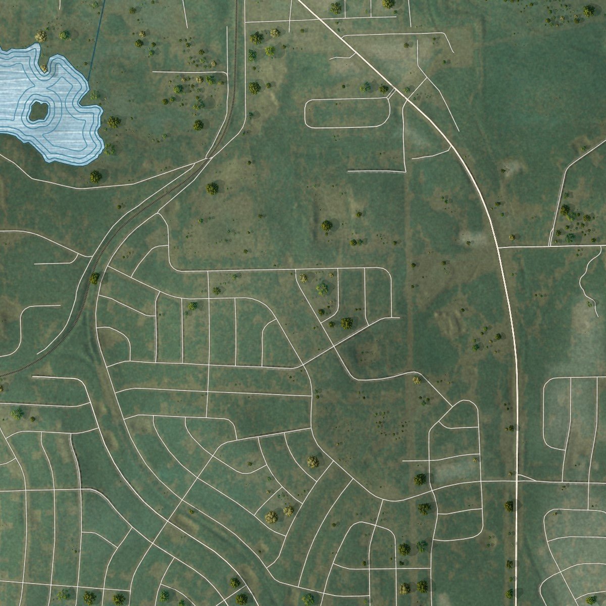Second close-up of the map of Dunnellon, Florida print showing more streets and buildings