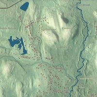 Close-up of the map of Dunstable, Massachusetts print showing terrain and local geography