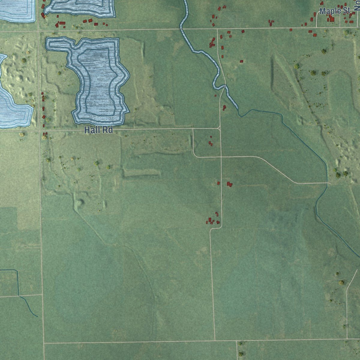 Second close-up of the map of Duplain, Michigan print showing more streets and buildings