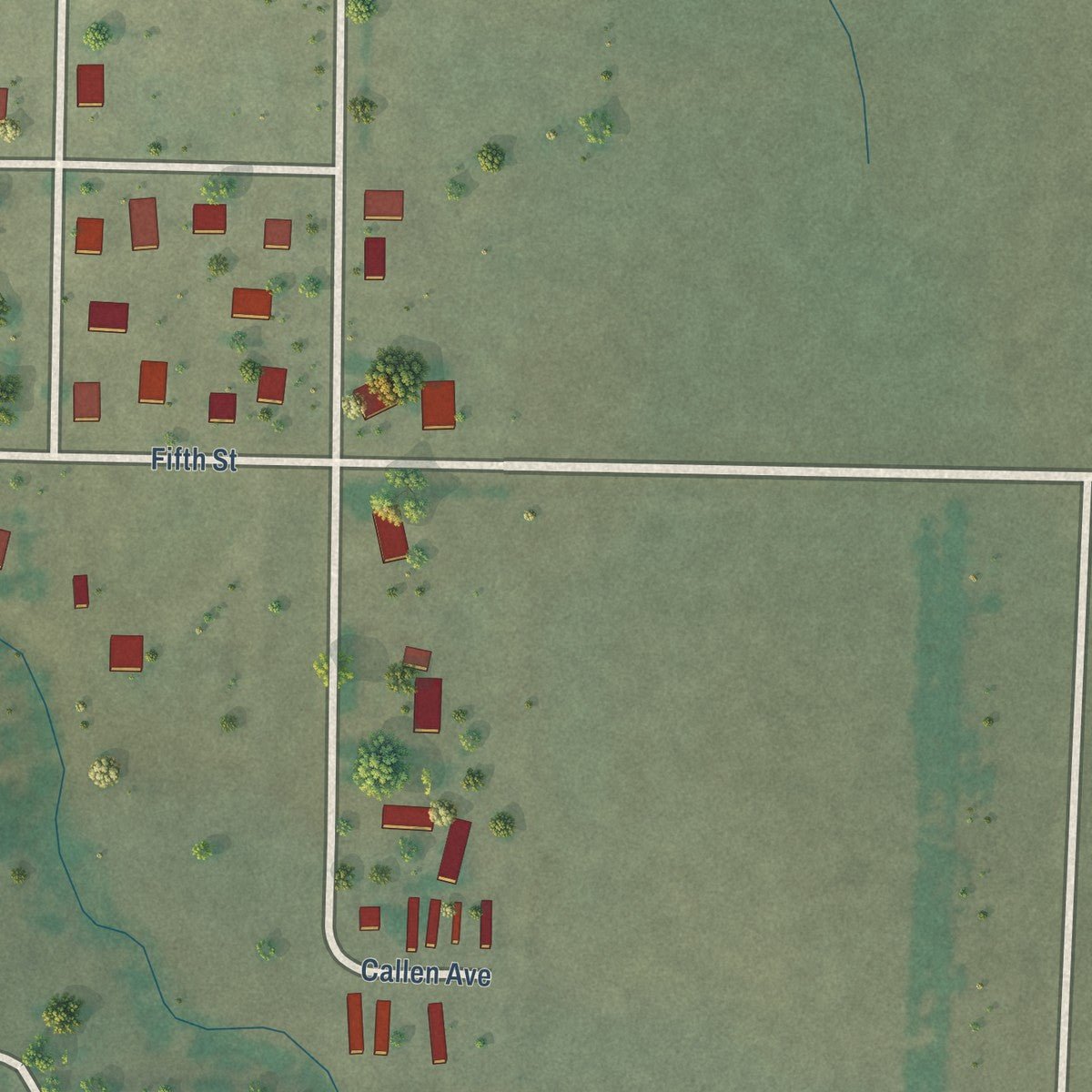 Second close-up of the map of Dupree, South Dakota print showing more streets and buildings