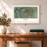 Duryea, Pennsylvania map, 12 x 18 inch print in a white frame in an entryway