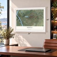 Duryea, Pennsylvania map, 18 x 24 inch print in a white frame in a home office