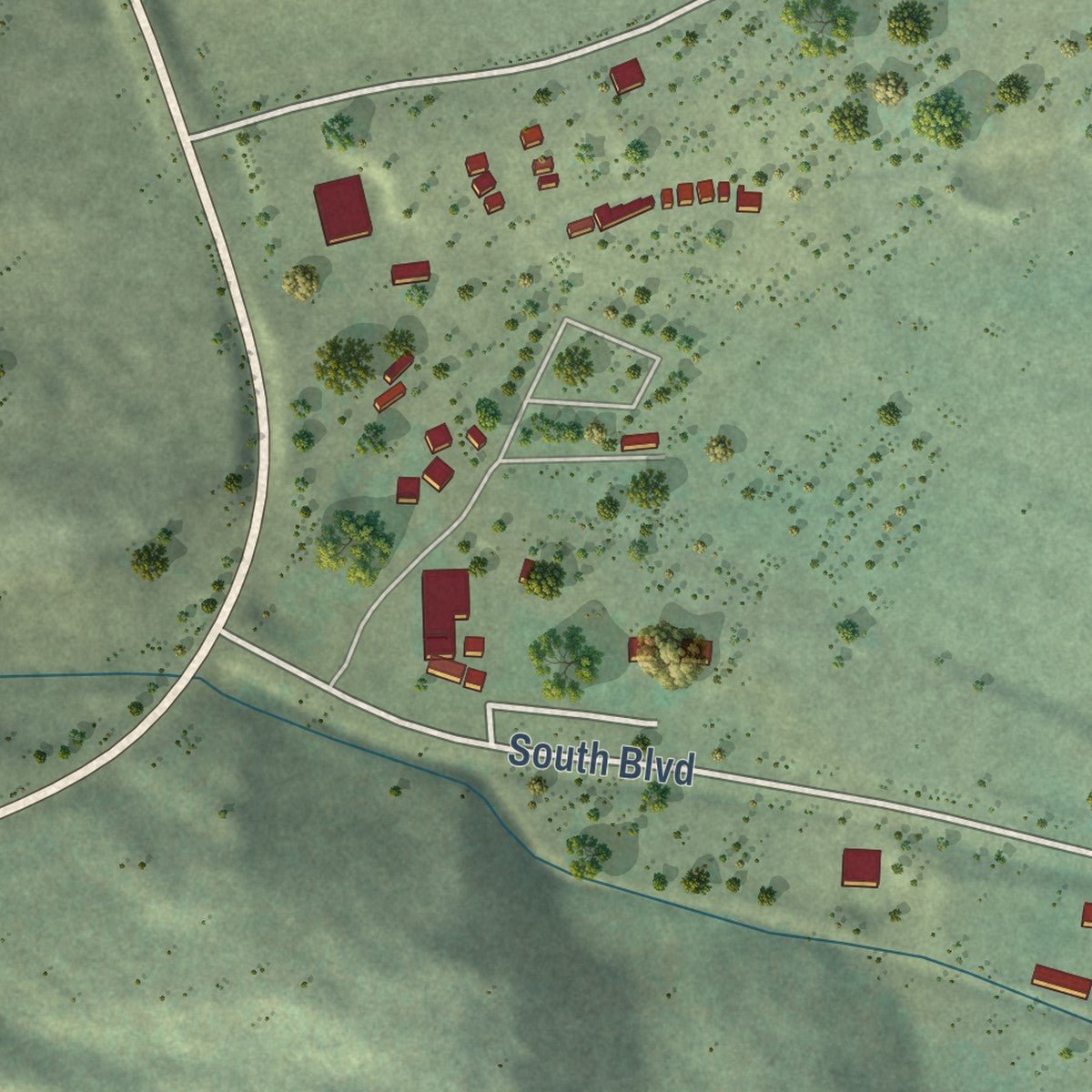 Second close-up of the map of Dutch John, Utah print showing more streets and buildings