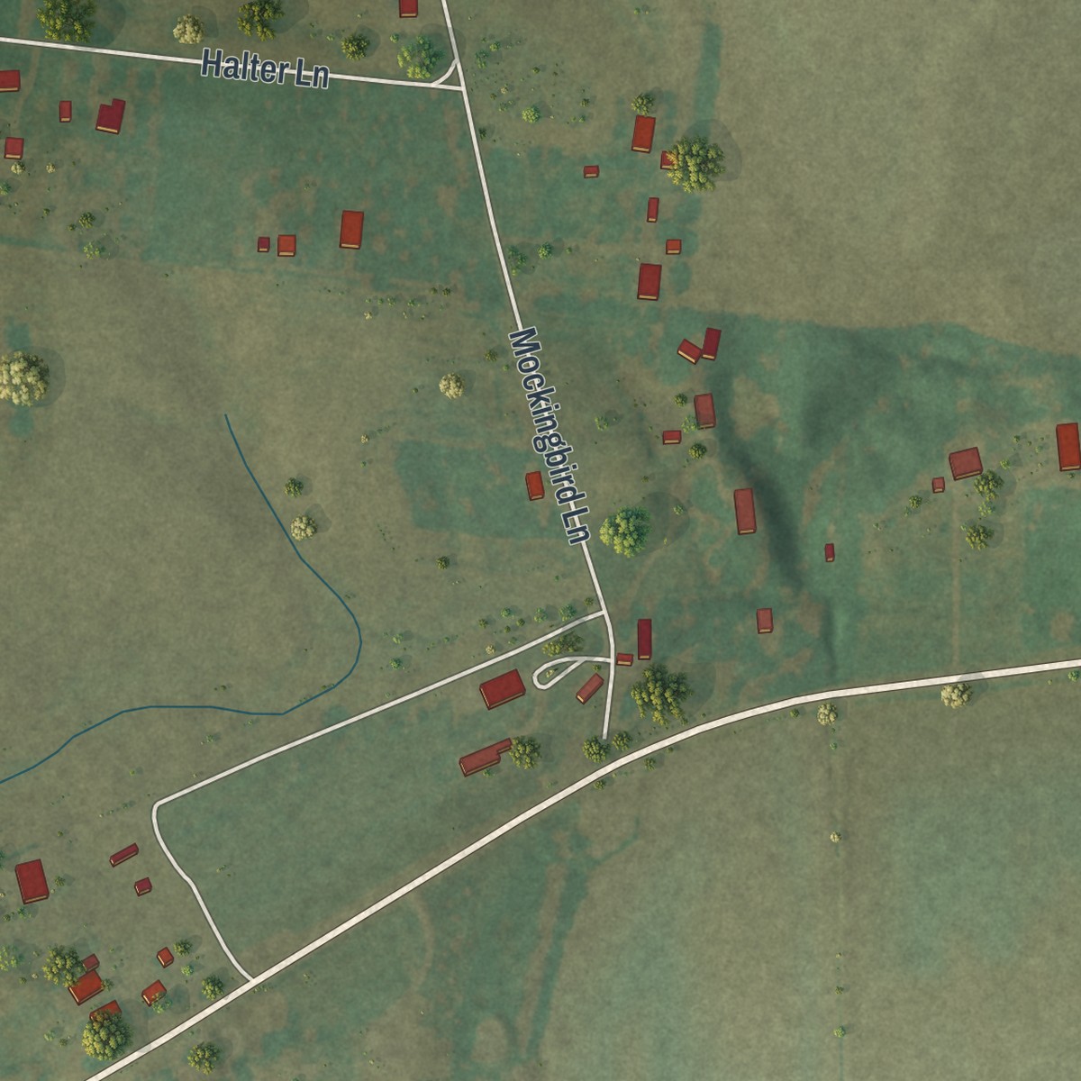 Second close-up of the map of Dutchtown, Missouri print showing more streets and buildings