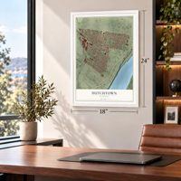Dutchtown, St. Louis, Missouri map, 18 x 24 inch print in a white frame in a home office