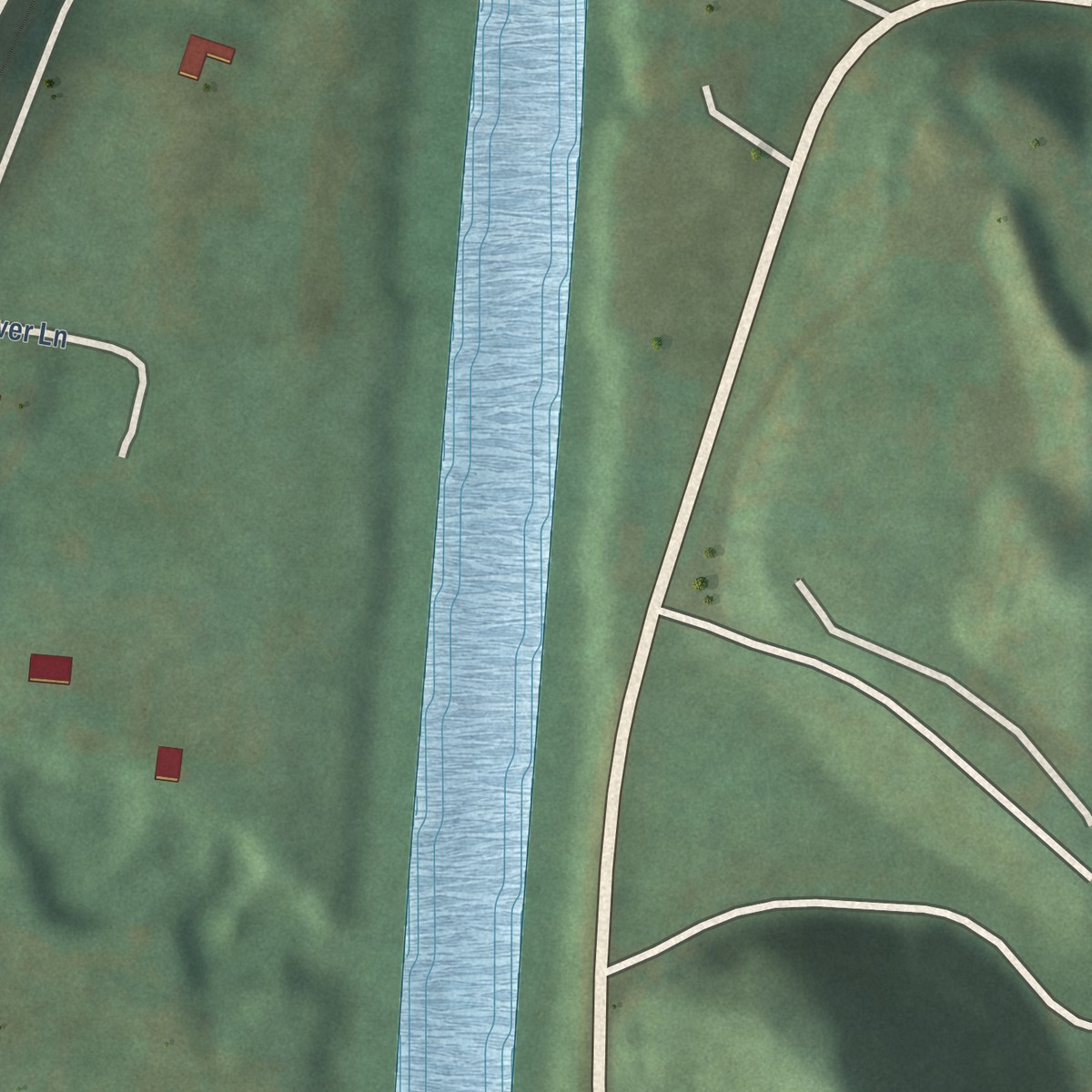 Second close-up of the map of Dwale, Kentucky print showing more streets and buildings