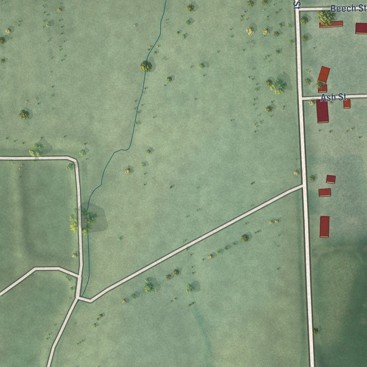 Second close-up of the map of Dwight, Nebraska print showing more streets and buildings