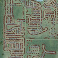 Second close-up of the map of Dyer, Indiana print showing more streets and buildings