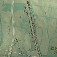 Second close-up of the map of Dyer, Tennessee print showing more streets and buildings