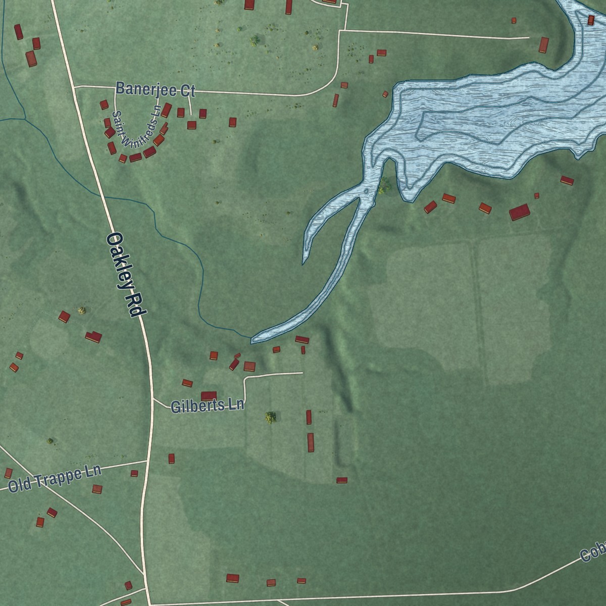 Second close-up of the map of Dynard, Maryland print showing more streets and buildings