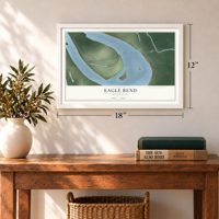 Eagle Bend, Mississippi map, 12 x 18 inch print in a white frame in an entryway