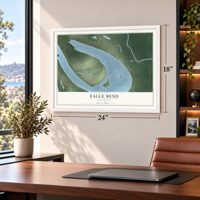 Eagle Bend, Mississippi map, 18 x 24 inch print in a white frame in a home office