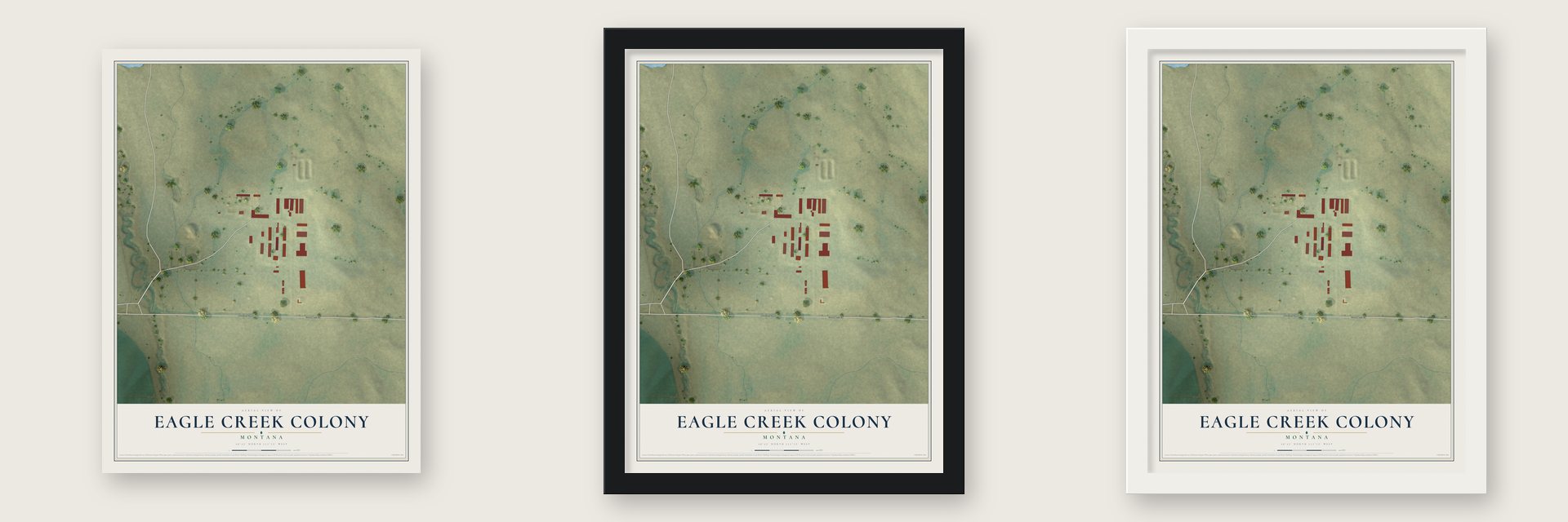 Eagle Creek Colony, Montana map unframed, in a black wood frame and in a white wood frame