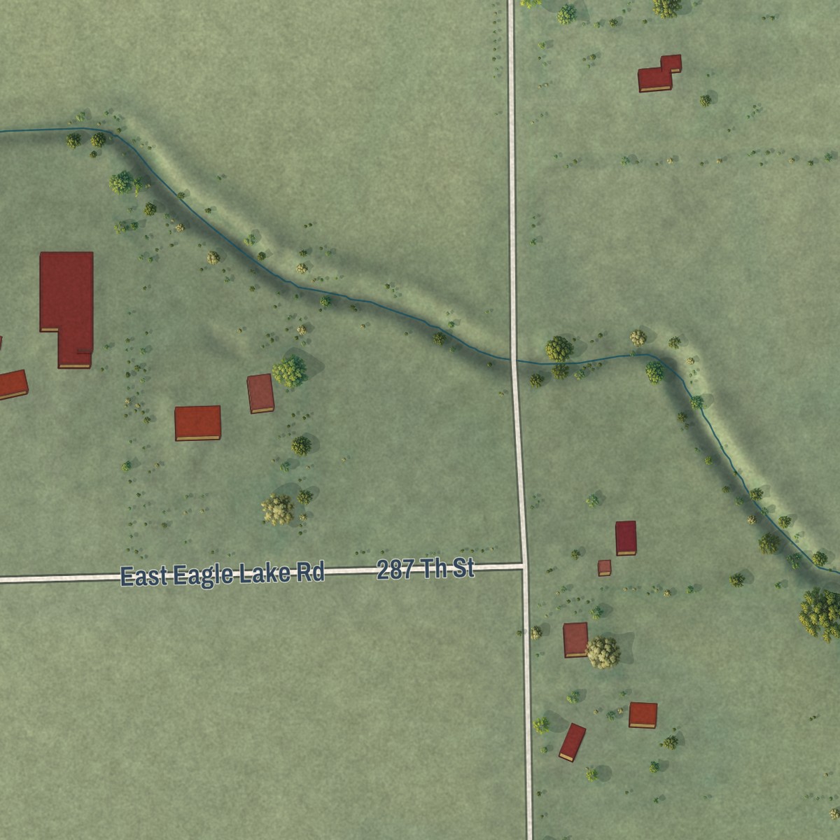 Second close-up of the map of Eagle Lake, Illinois print showing more streets and buildings