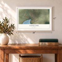 Eagle Lake, Texas map, 12 x 18 inch print in a white frame in an entryway