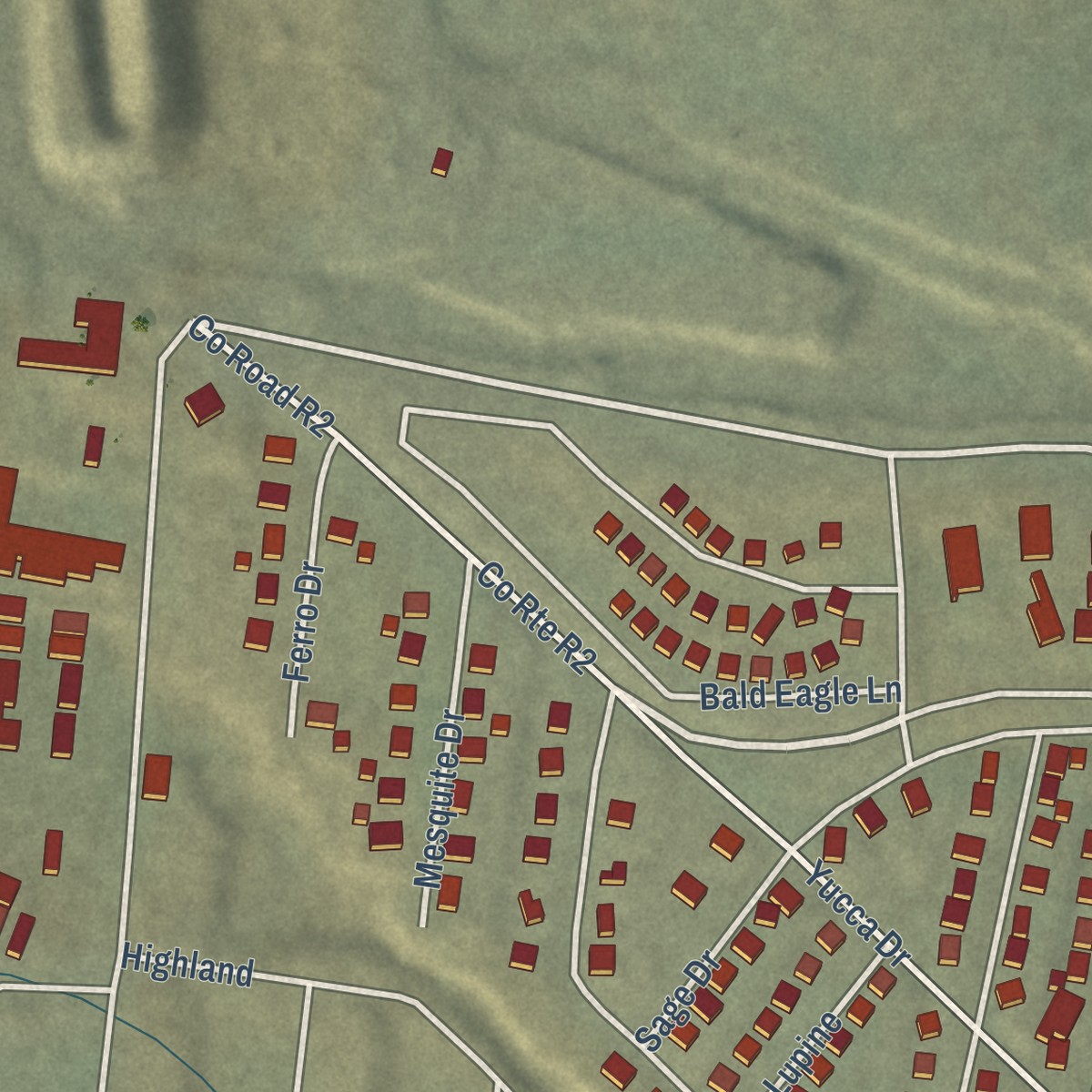 Second close-up of the map of Eagle Mountain, California print showing more streets and buildings