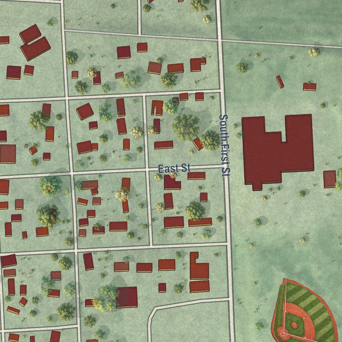 Second close-up of the map of Eagle, Nebraska print showing more streets and buildings